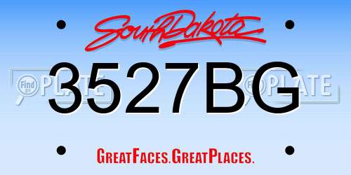 3527BG South Dakota License Plate