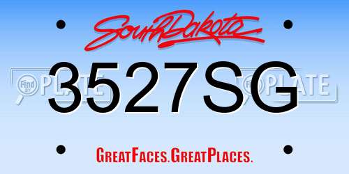 3527SG South Dakota License Plate