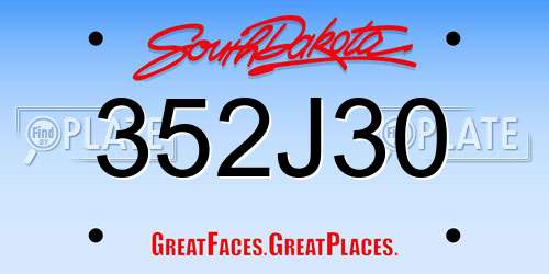 352J30 South Dakota License Plate