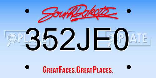 352JE0 South Dakota License Plate