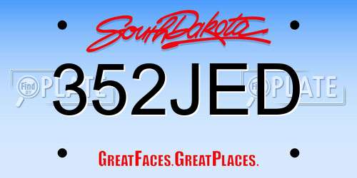 352JED South Dakota License Plate