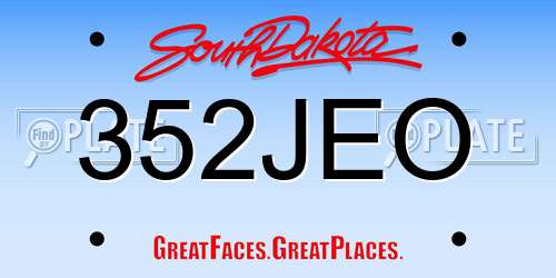 352JEO South Dakota License Plate