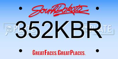 352KBR South Dakota License Plate