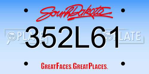 352L61 South Dakota License Plate