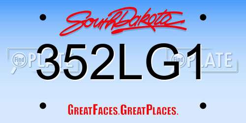 352LG1 South Dakota License Plate
