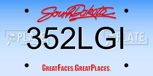 352LGI South Dakota License Plate