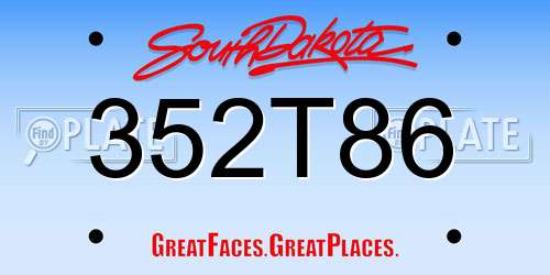 352T86 South Dakota License Plate