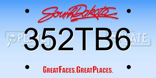 352TB6 South Dakota License Plate