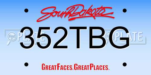 352TBG South Dakota License Plate