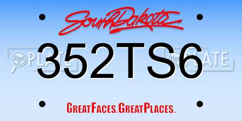352TS6 South Dakota License Plate