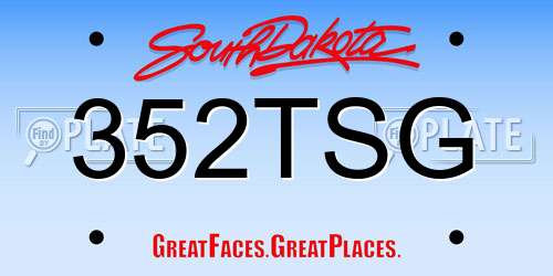 352TSG South Dakota License Plate