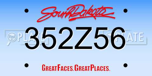 352Z56 South Dakota License Plate