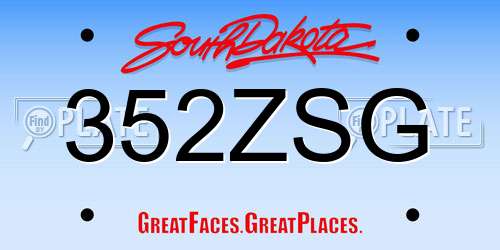 352ZSG South Dakota License Plate