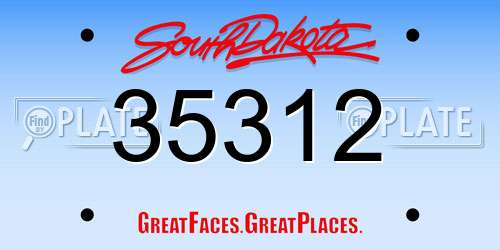 35312 South Dakota License Plate
