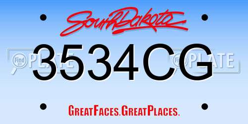 3534CG South Dakota License Plate