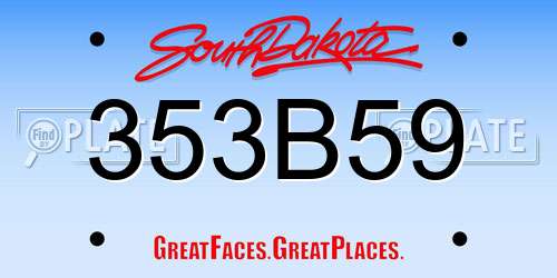 353B59 South Dakota License Plate