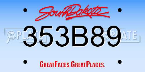 353B89 South Dakota License Plate