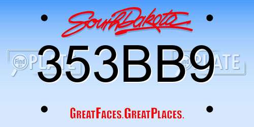353BB9 South Dakota License Plate