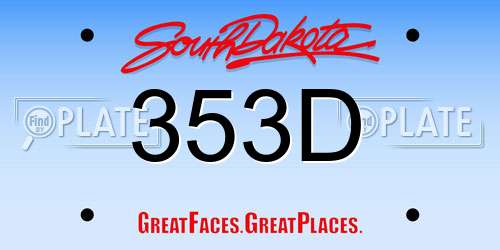 353D South Dakota License Plate