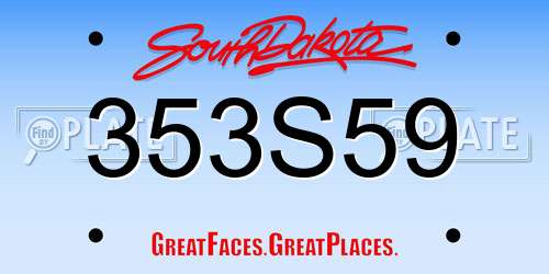 353S59 South Dakota License Plate