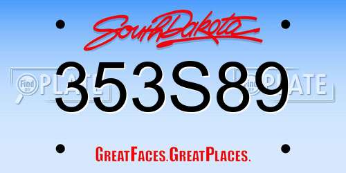 353S89 South Dakota License Plate