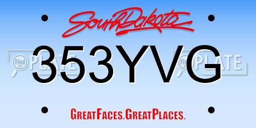 353YVG South Dakota License Plate