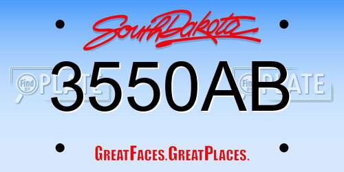 3550AB South Dakota License Plate