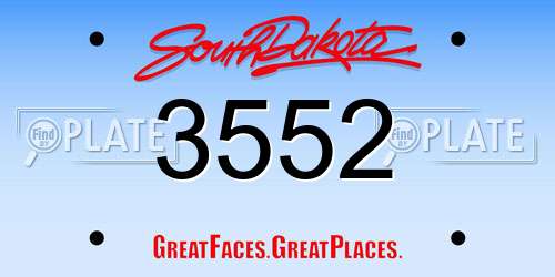 3552 South Dakota License Plate