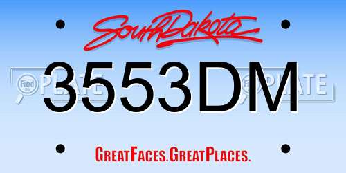 3553DM South Dakota License Plate