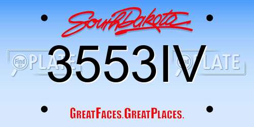 3553IV South Dakota License Plate