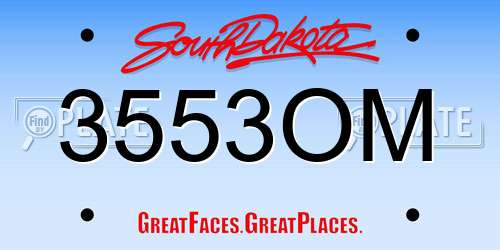 3553OM South Dakota License Plate