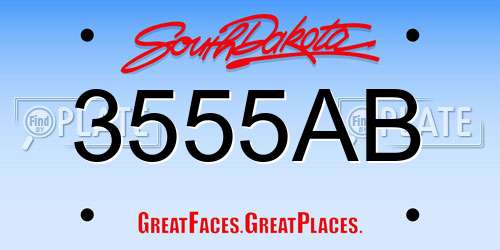 3555AB South Dakota License Plate