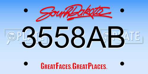 3558AB South Dakota License Plate