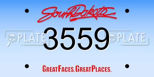 3559 South Dakota License Plate