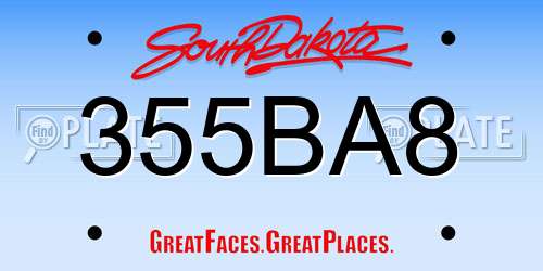 355BA8 South Dakota License Plate