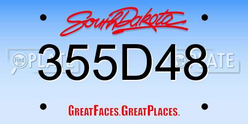 355D48 South Dakota License Plate