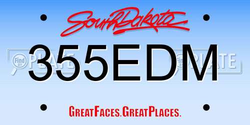 355EDM South Dakota License Plate