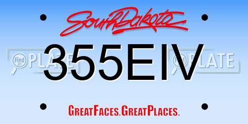 355EIV South Dakota License Plate