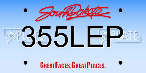 355LEP South Dakota License Plate