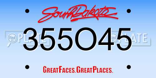 355O45 South Dakota License Plate