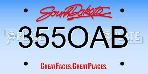 355OAB South Dakota License Plate