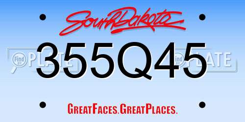 355Q45 South Dakota License Plate