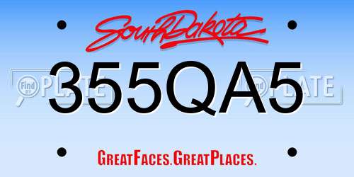 355QA5 South Dakota License Plate