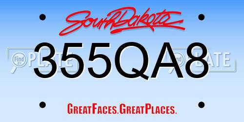 355QA8 South Dakota License Plate