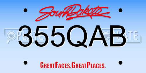 355QAB South Dakota License Plate