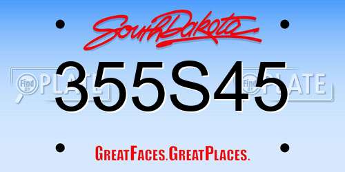 355S45 South Dakota License Plate