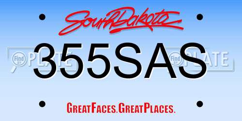 355SAS South Dakota License Plate