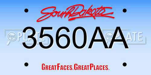 3560AA South Dakota License Plate