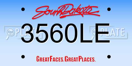 3560LE South Dakota License Plate