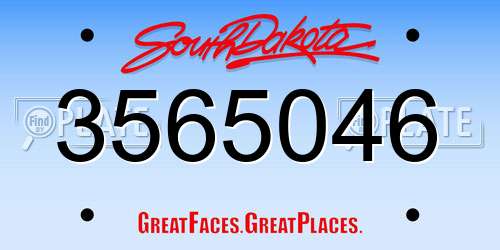 3565046 South Dakota License Plate